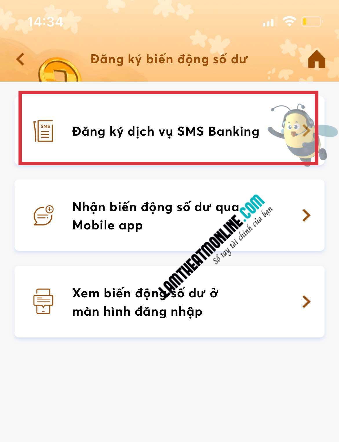 Đăng ký sms banking mb online