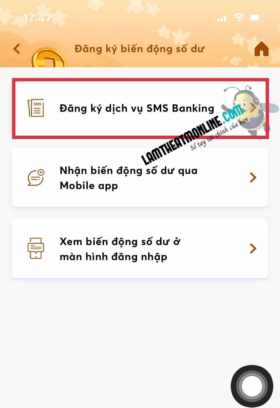 Hủy dịch vụ SMS Banking MB Bank trên điện thoại