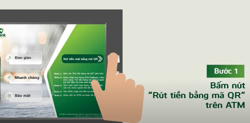 Hướng dẫn rút tiền ATM Vietcombank mã QR