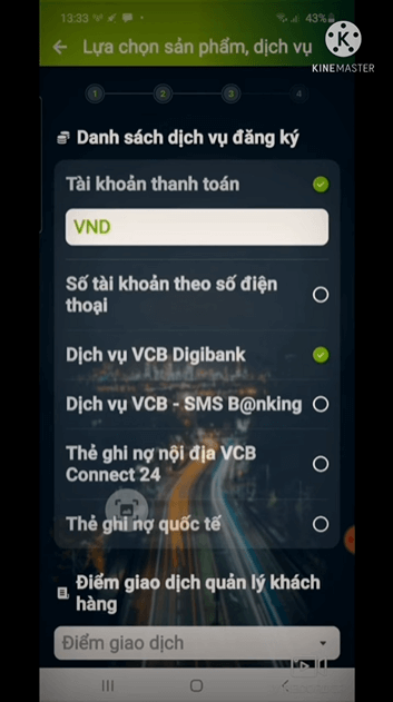 đăng ký Internet Banking Vietcombank trên điện thoại